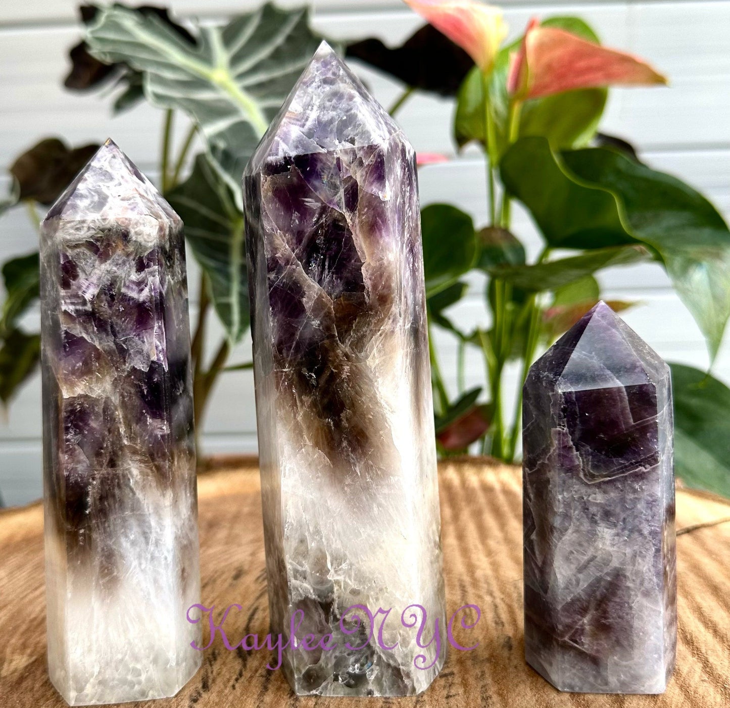 Wholesale Lot 3 pcs large Natural Chevron Amethyst Obelisk Tower Point Crystal Healing