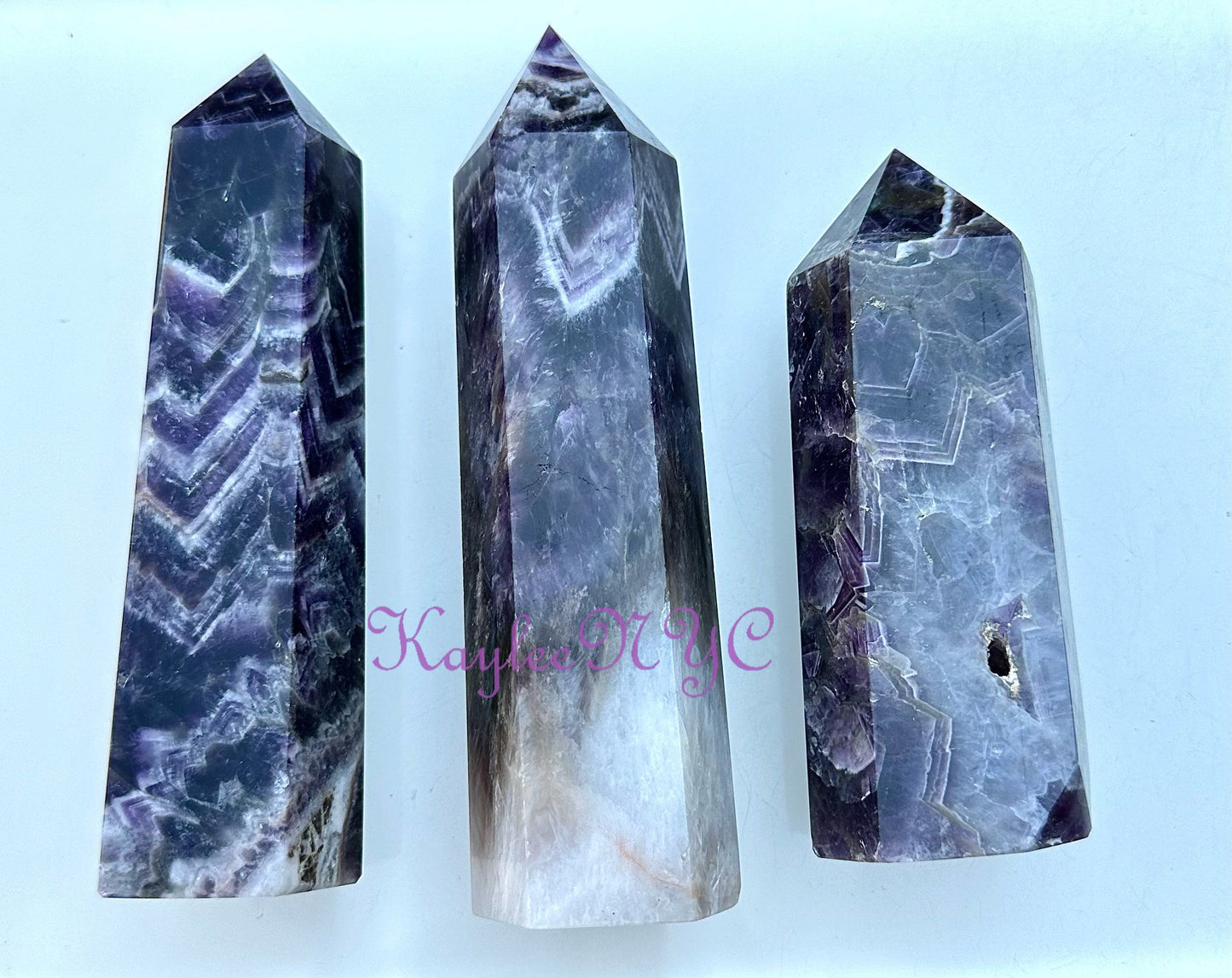 Wholesale Lot 3 pcs large Natural Chevron Amethyst Obelisk Tower Point Crystal Healing