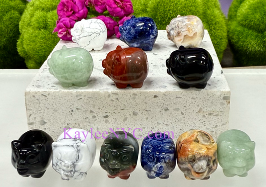 12 PCs 1” Natural Crystal Pig