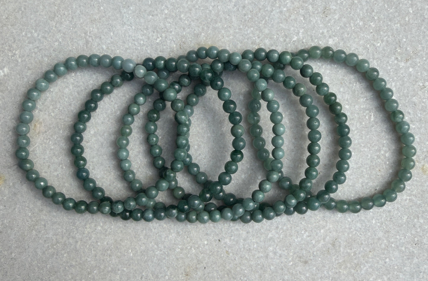 Wholesale Lot 6 Pcs Natural Guatemala Jade Stretch Bracelets – 4mm – 7.5”