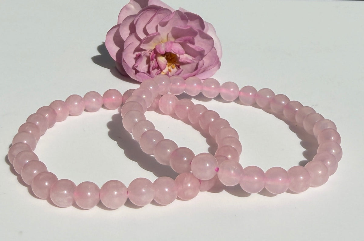 Wholesale Lot 6 Pcs Natural Rose Quartz 6mm 7.5” Crystal Healing Stretch Bracelet