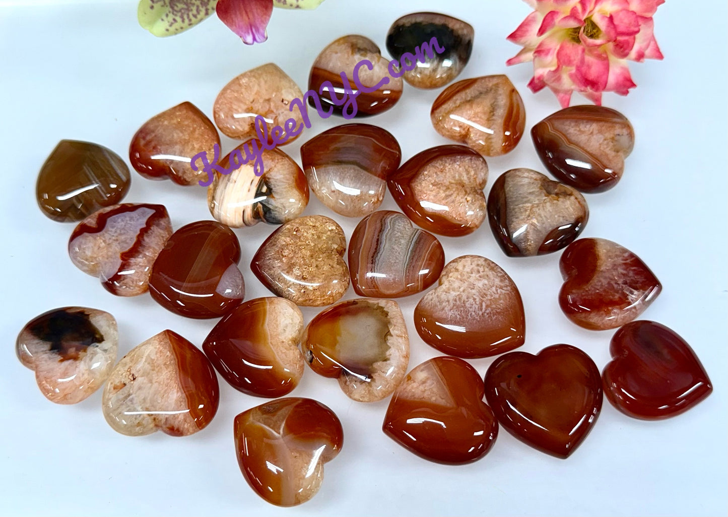 Wholesale 1 lb 1” Natural Carnelian Heart Crystal Energy