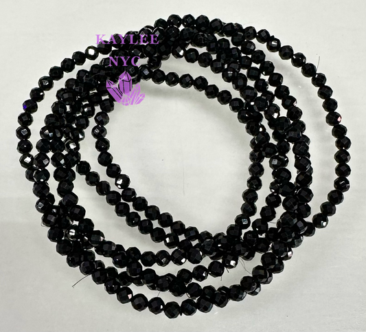 6 PCs 4mm Natural Black Spinel Faceted Bracelet 7.5”