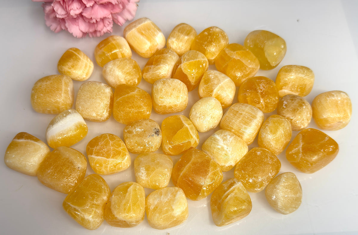 Wholesale Lot 2 lbs Natural Orange Calcite Tumble Crystal Healing Energy