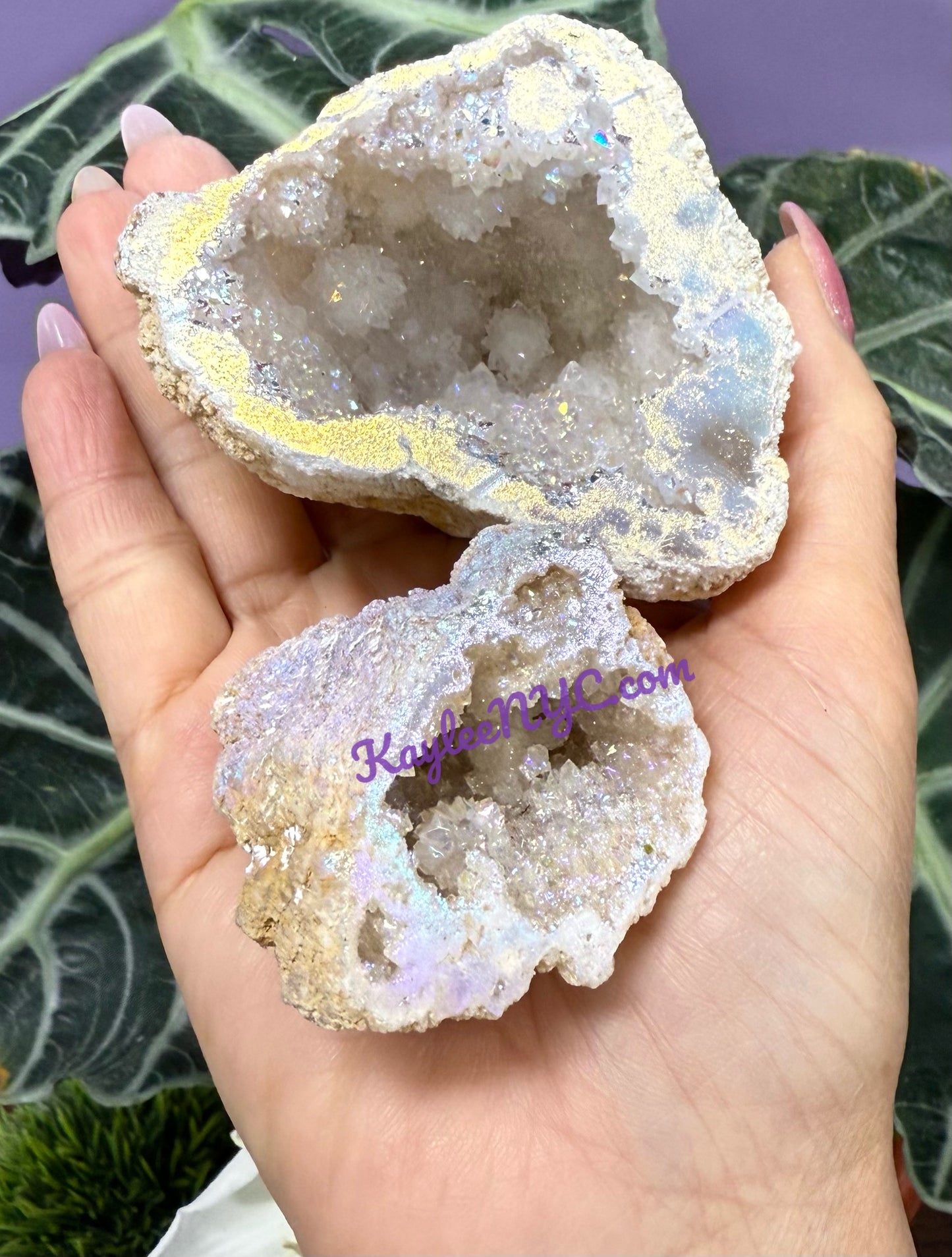Wholesale Lot 2 Lbs Angel Aura White Druzy Quartz Geode Crystal Healing Energy