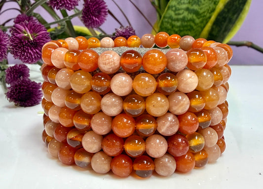 Wholesale 6 Pcs 6mm Natural Crystal Sacral Chakra Healing Stretch Bracelet 7.5”