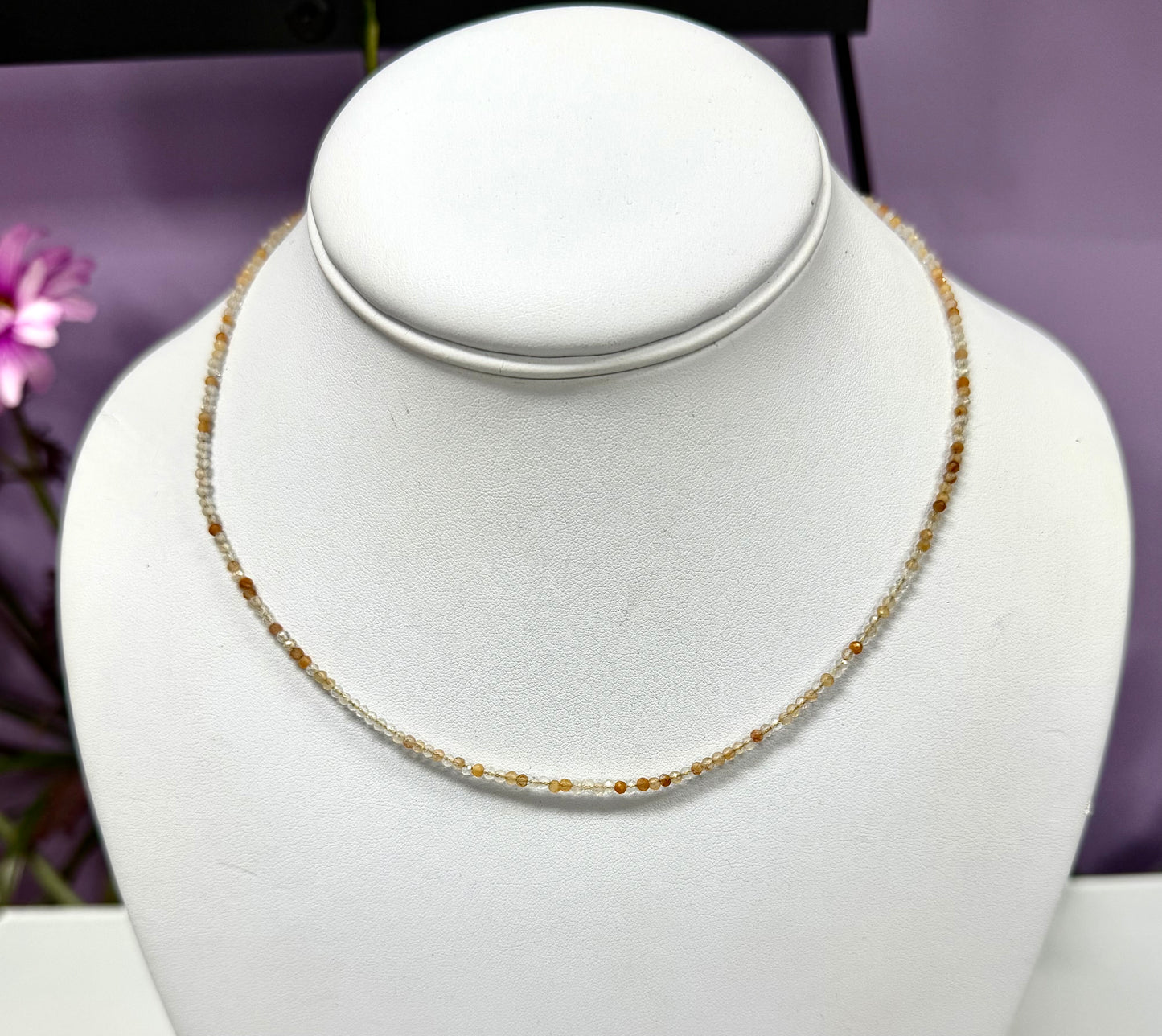 6 PCs 2mm Faceted Natural Amphibole Quartz Necklace Stainless Steel Finding