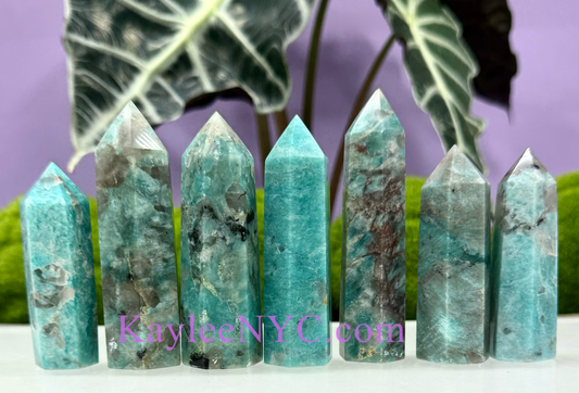 Wholesale Lot 1 Lb Natural Amazonite with Smoky Quartz Obelisk Tower Point Crystal Healing