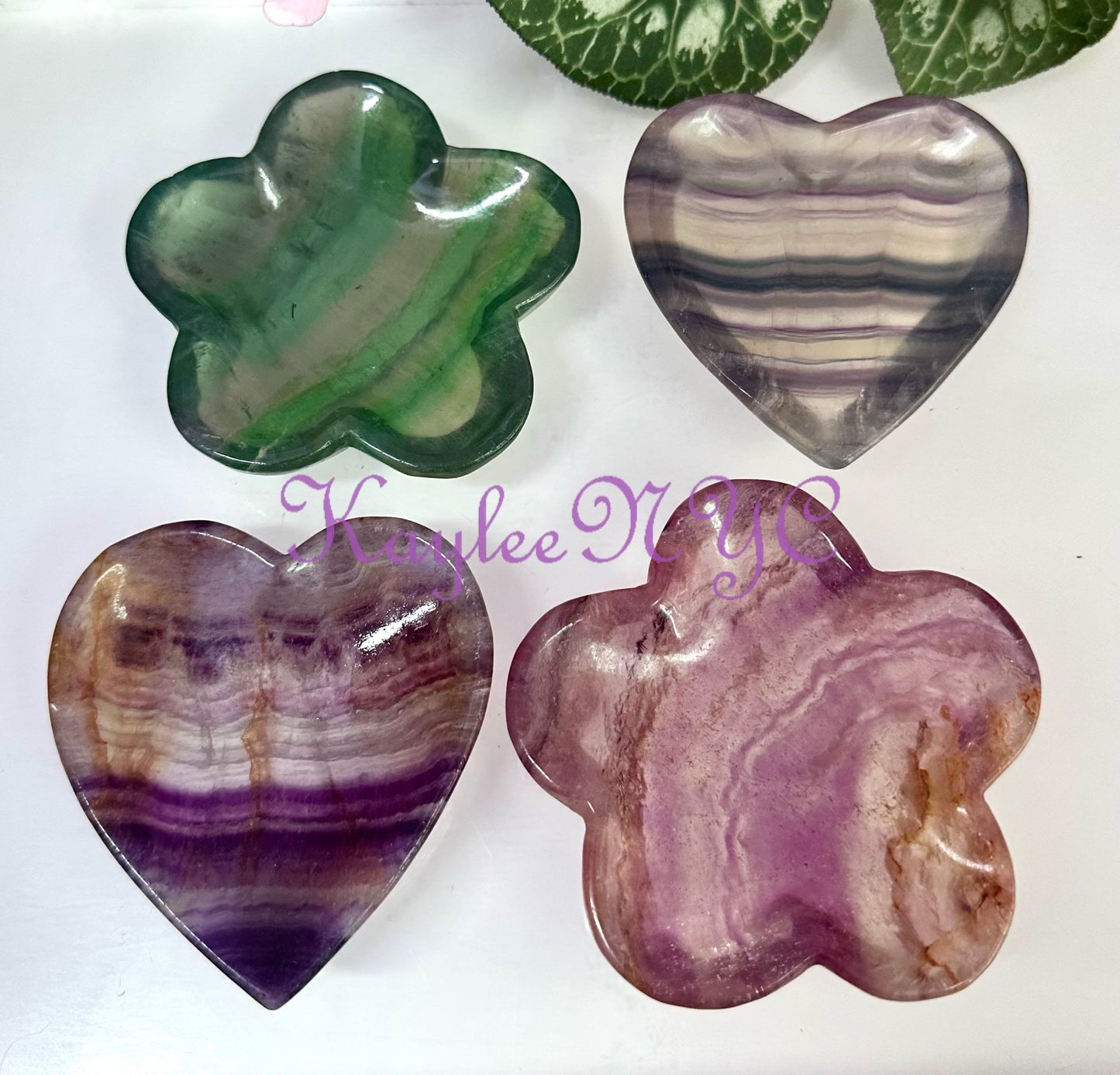 Wholesale Lot 4 pcs Natural Fluorite mixed Bowls Crystal Healing Energy .9-1lb