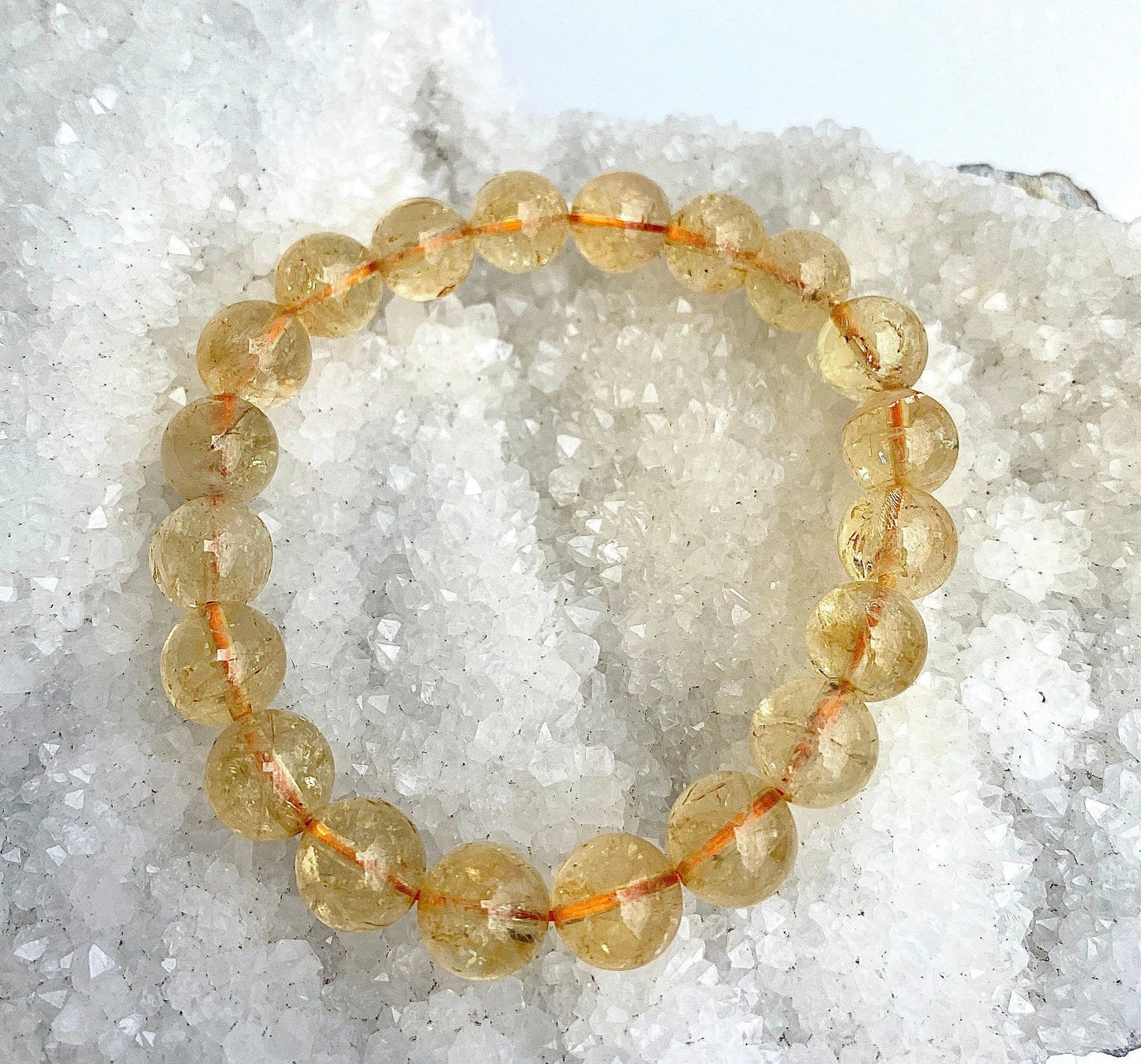 Wholesale Lot 6 Pcs Citrine 10mm 7.5” Crystal Healing Stretch Bracelet