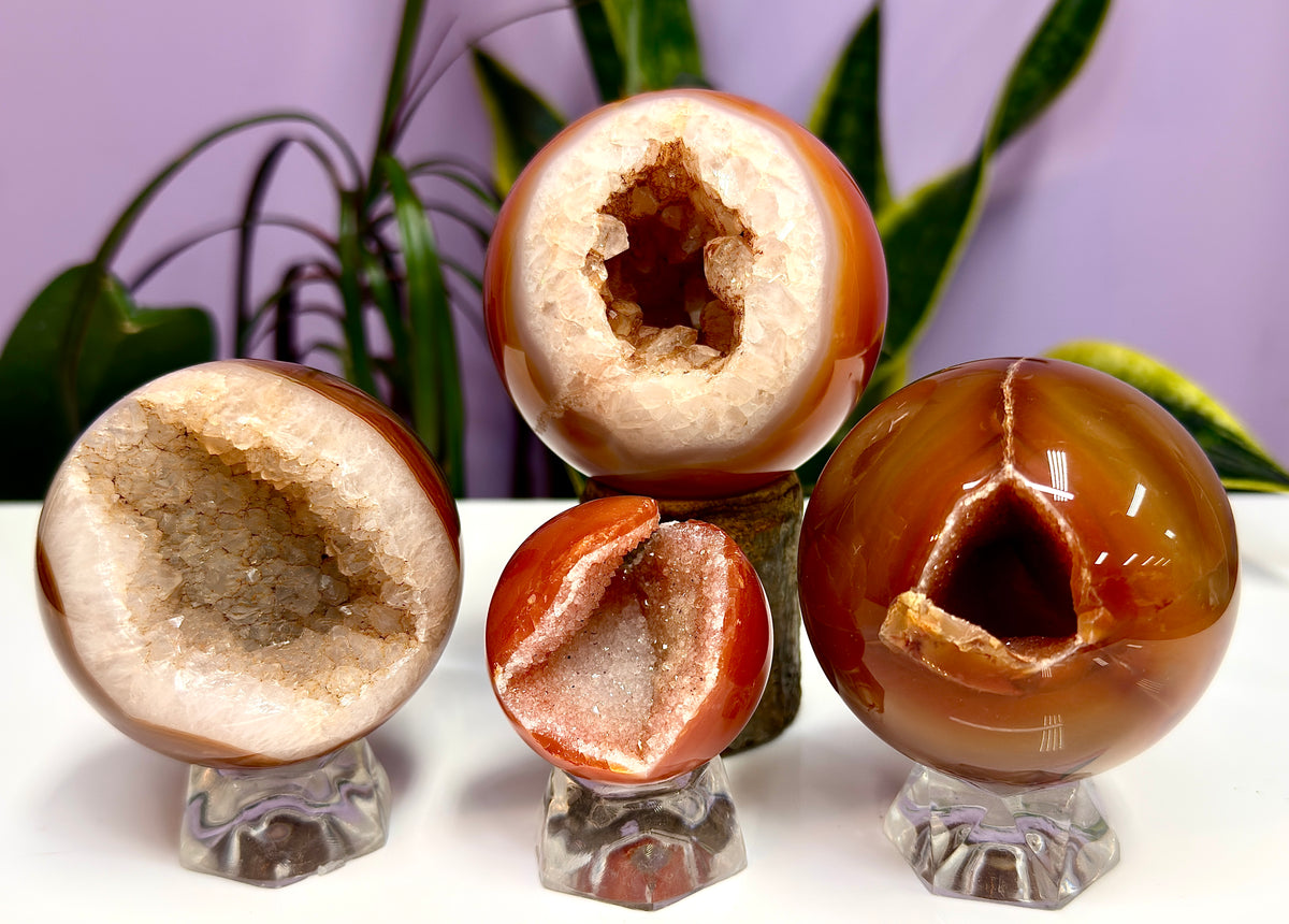 2lbs Natural Druzy Carnelian Sphere Crystal Ball
