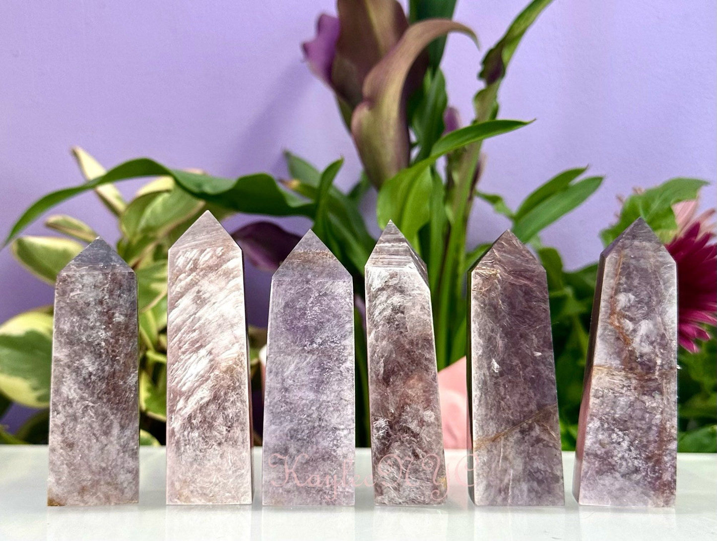 Wholesale Lot 1 Lb Natural Lepidolite Purple Mica Obelisk Tower Point Crystal Energy