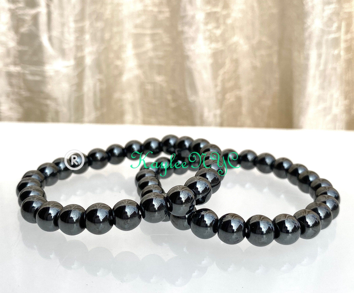 Wholesale Lot 6 Pcs Natural Hematite 8mm 7.5” Crystal Healing Stretch Bracelet