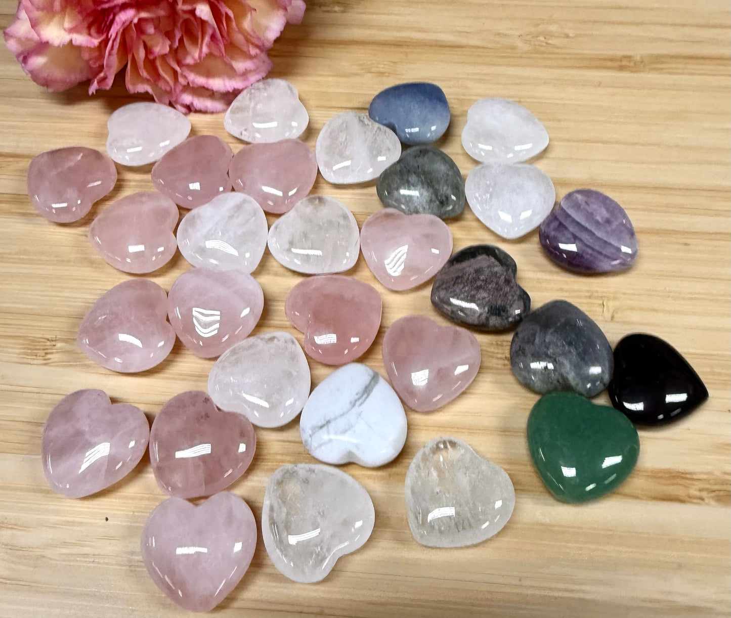 Wholesale Lot 30 Pcs 20mm Mix Crystal Hearts Nice Quality Healing Energy