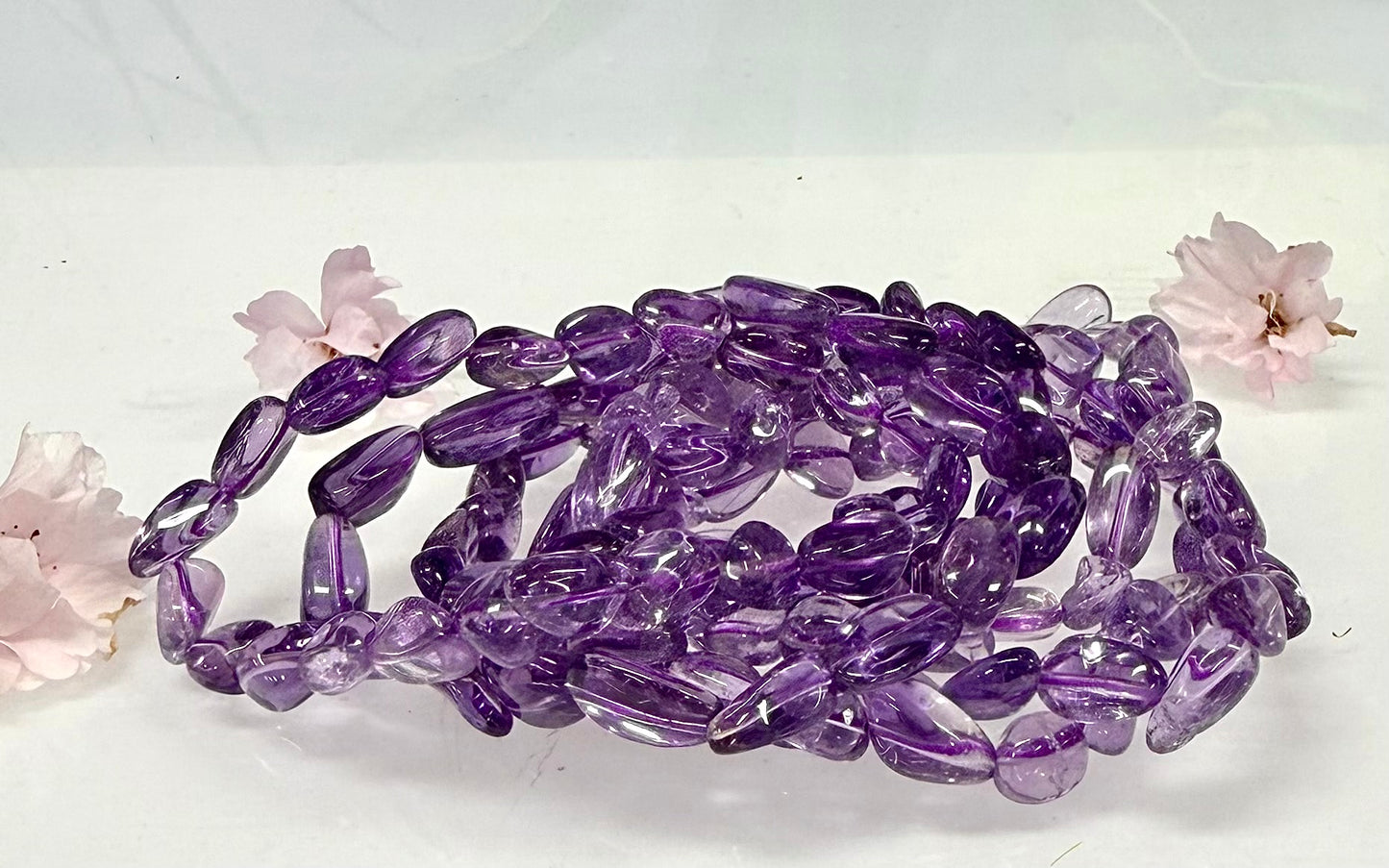 Wholesale 6 Pcs ~7mm Natural Amethyst 7.5” Crystal Healing Stretch Bracelet