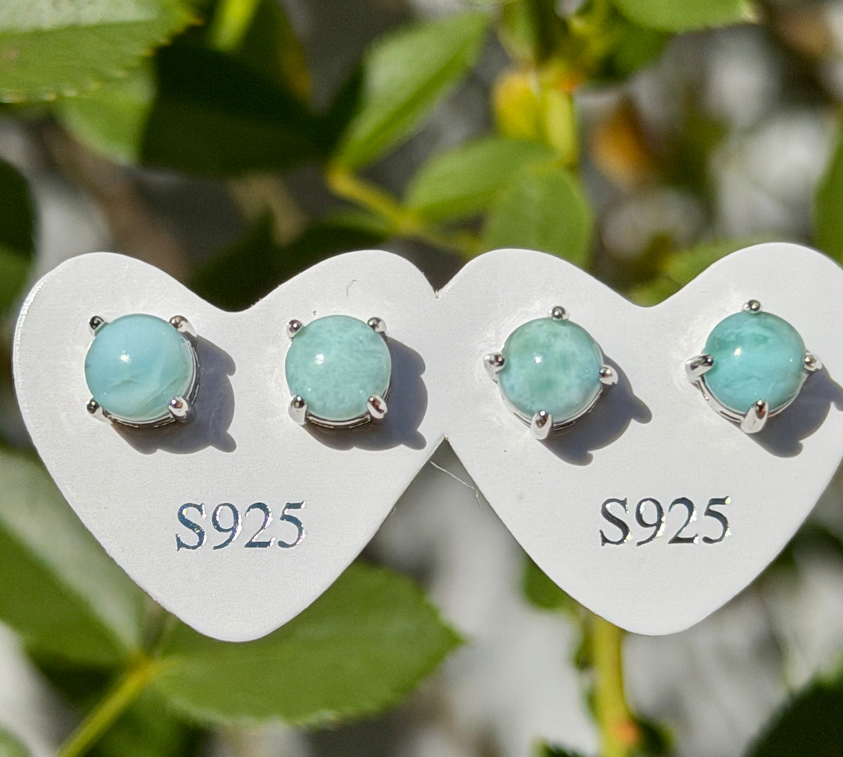 Wholesale Lot 5 Pairs Natural Larimar Earring Stud 6mm round Crystal Healing