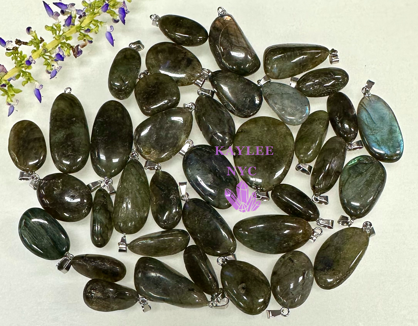 36 PCs Natural Labradorite Crystal Pendant