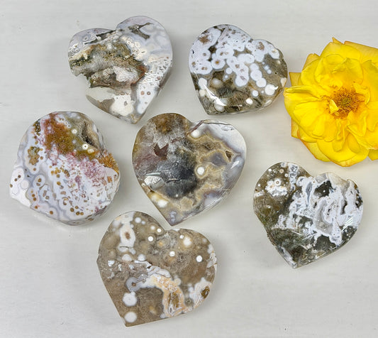 Wholesale 1 lb Lot Natural Ocean Jasper Heart Crystal Energy