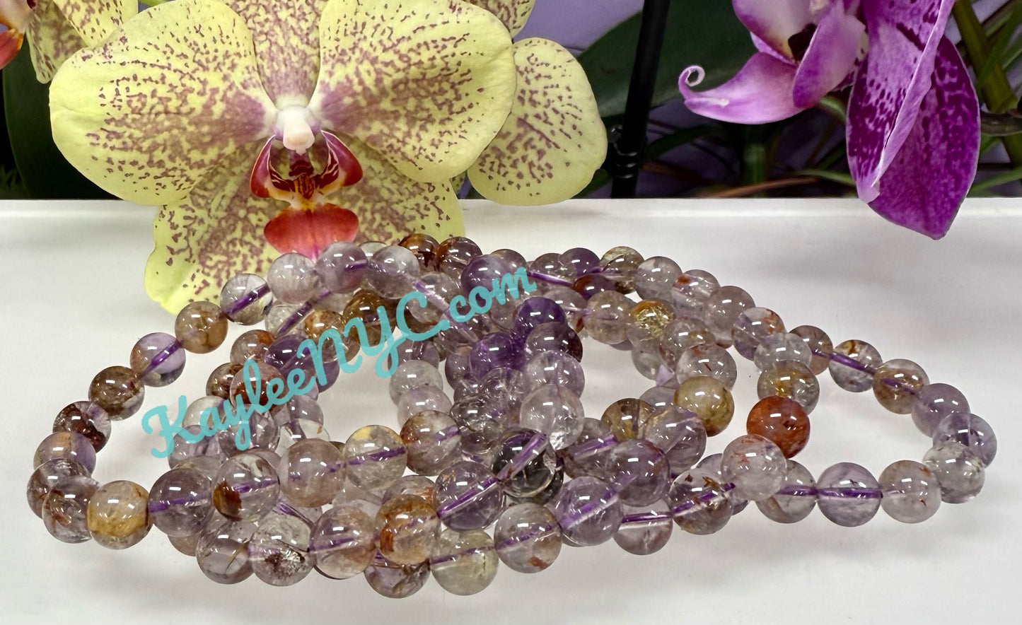 Wholesale 6 Pcs Natural Super Seven 8mm 7.5” Crystal Healing Stretch Bracelet