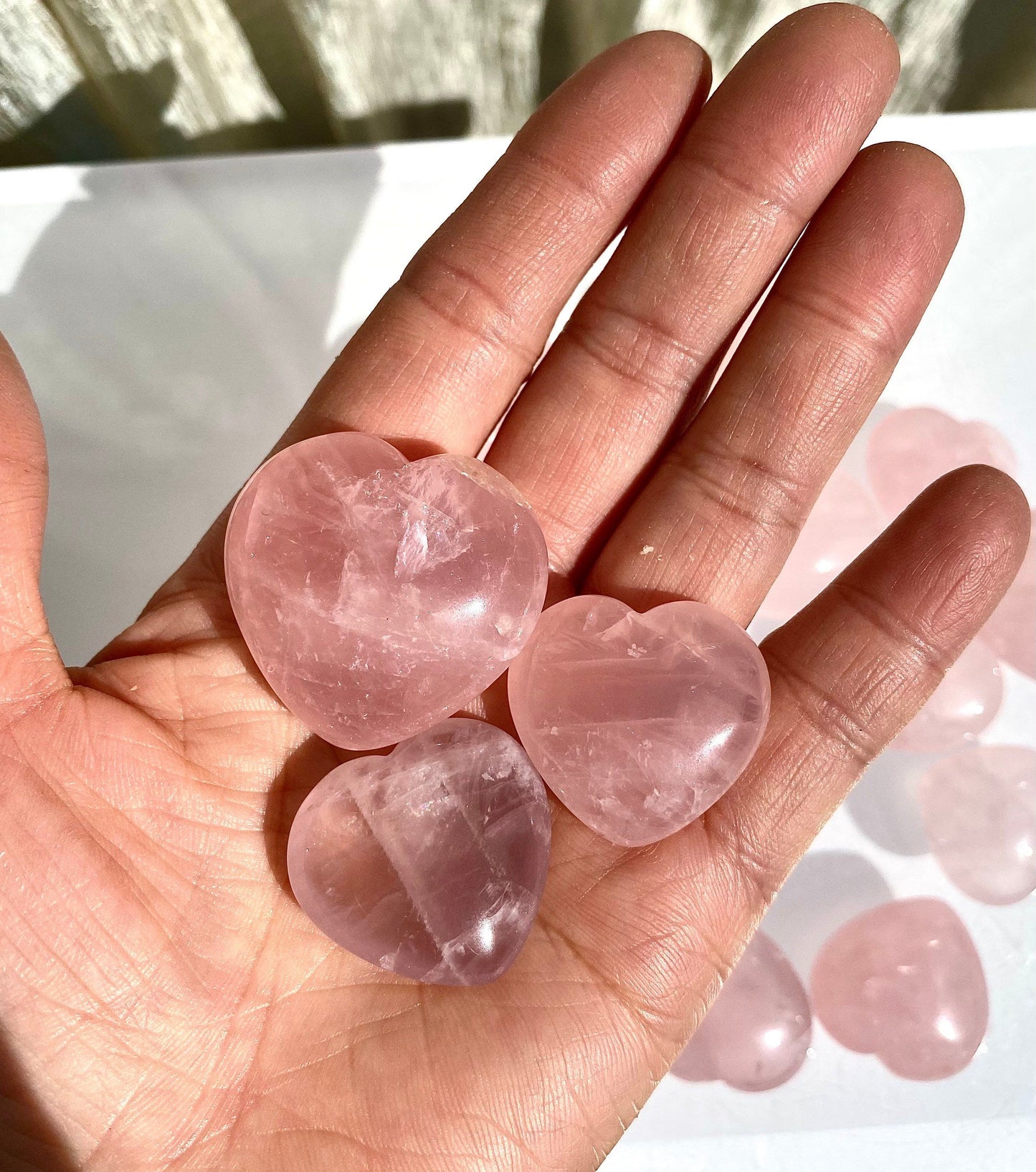 Wholesale Lot 1 lb Natural Rose Quartz Heart Crystal Quality Healing