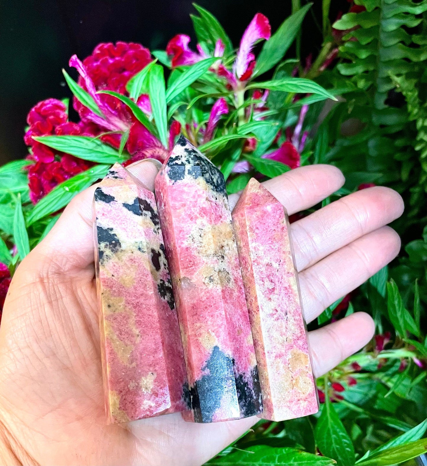 Wholesale Lot 1 Lb Natural Rhodonite Obelisk Tower Point Crystal Healing Energy