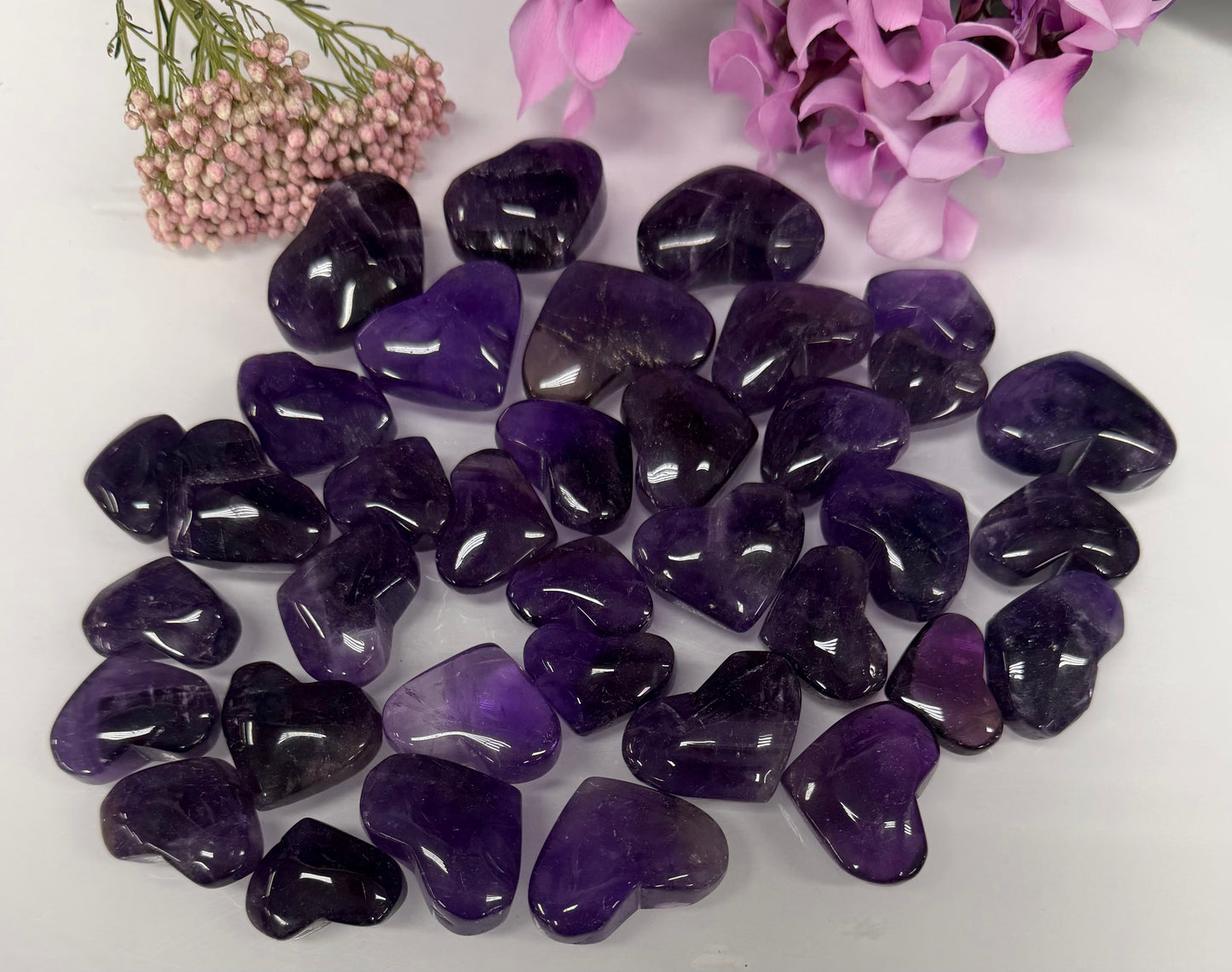 Wholesale 1 lb Lot Natural Amethyst Heart Crystal Energy