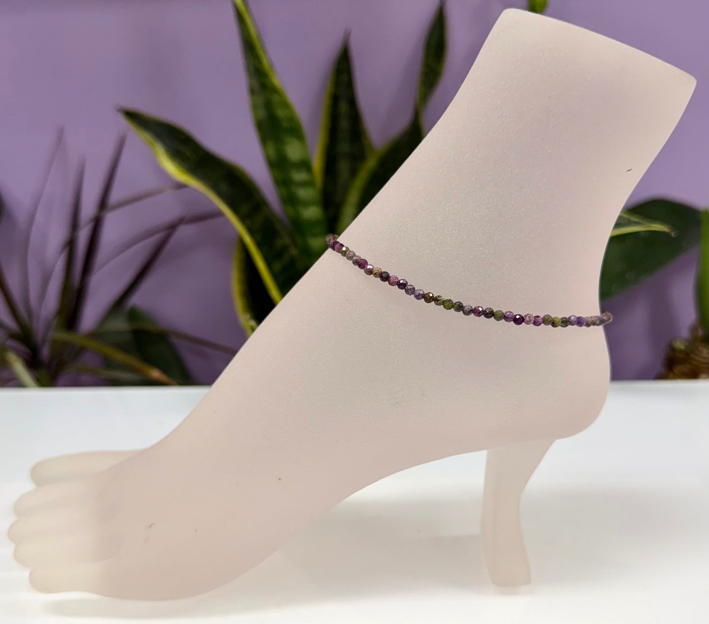 6 PCs 2mm Natural Atlantisite Anklet with Stainless Steel Clasp Crystal Healing Energy