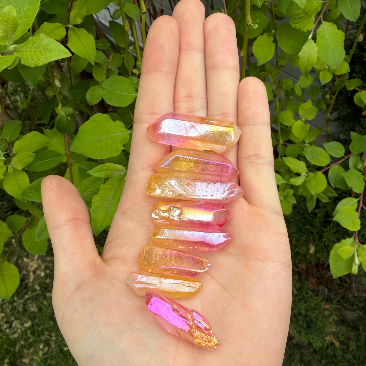 Wholesale Lot 1 Lb Rainbow Aura Quartz Wand Tumble Crystal Nice Quality