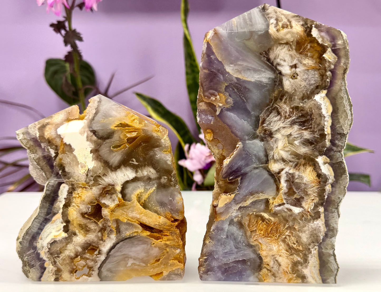 Wholesale Lot 3-4 pcs Feather Fluorite Slab Tower Natural Crystal Energy