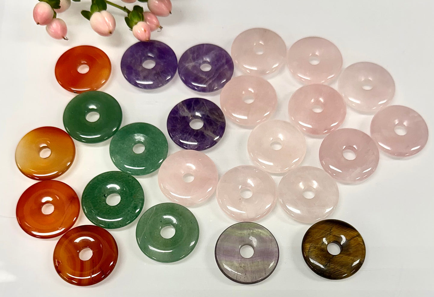 24 PCs Natural Crystal Donuts Healing Energy