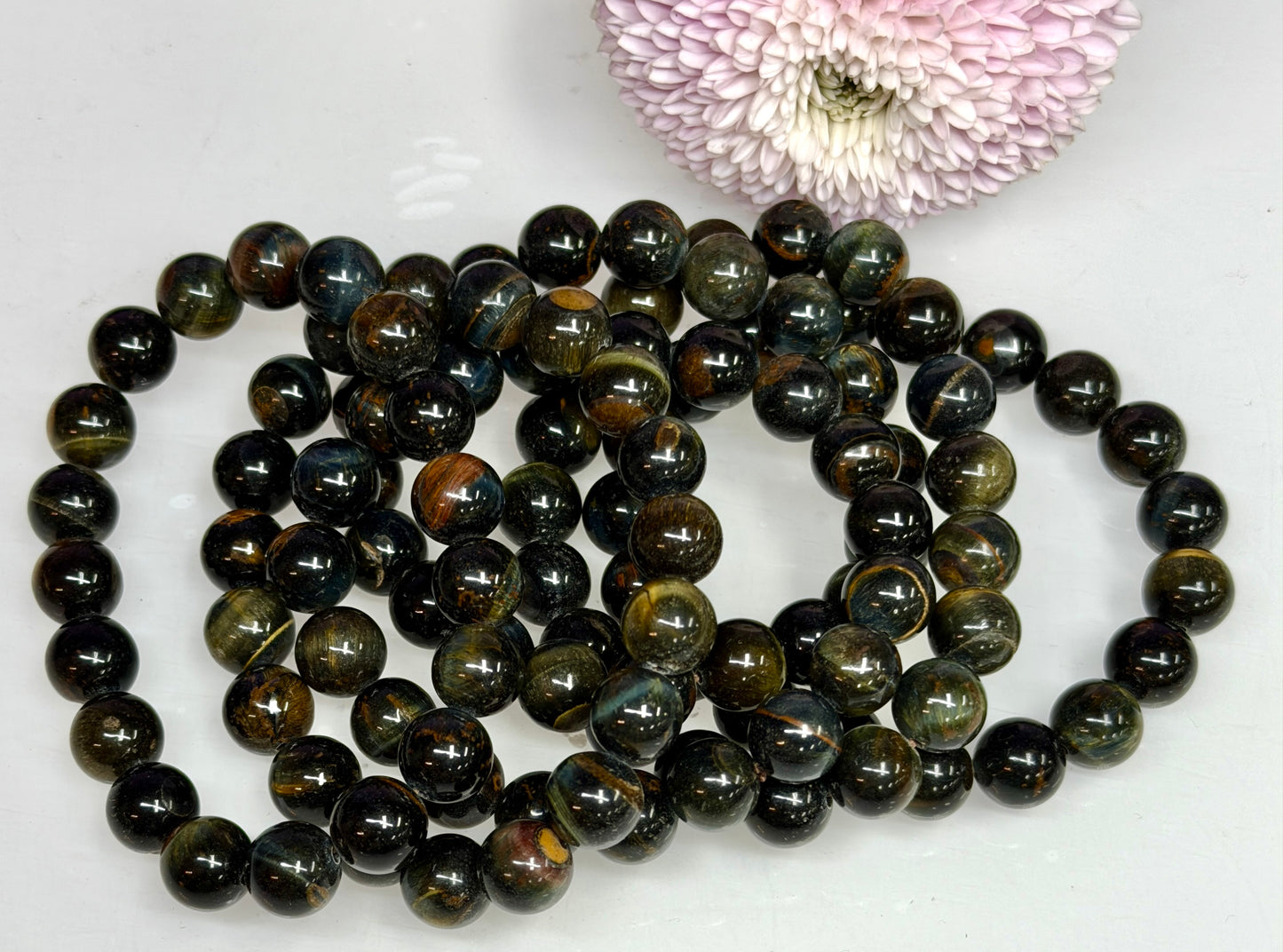Wholesale Lot 6 Pcs Natural Blue Tiger Eye 10mm 8” Stretch Bracelet