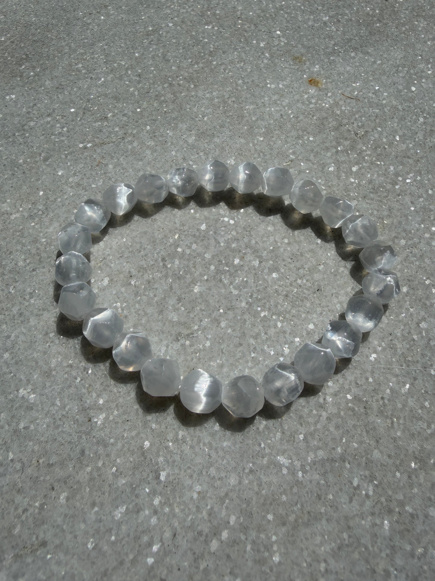Wholesale 6 Pcs 8mm Faceted Selenite Natural Crystal Stretch Bracelet 7.5"