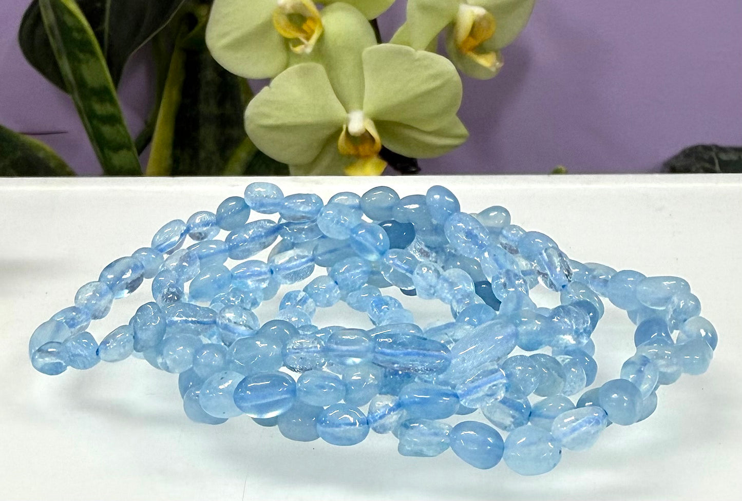 Wholesale 6 Pcs 6mm Aquamarine Tumble Stretch Bracelet Crystal Healing