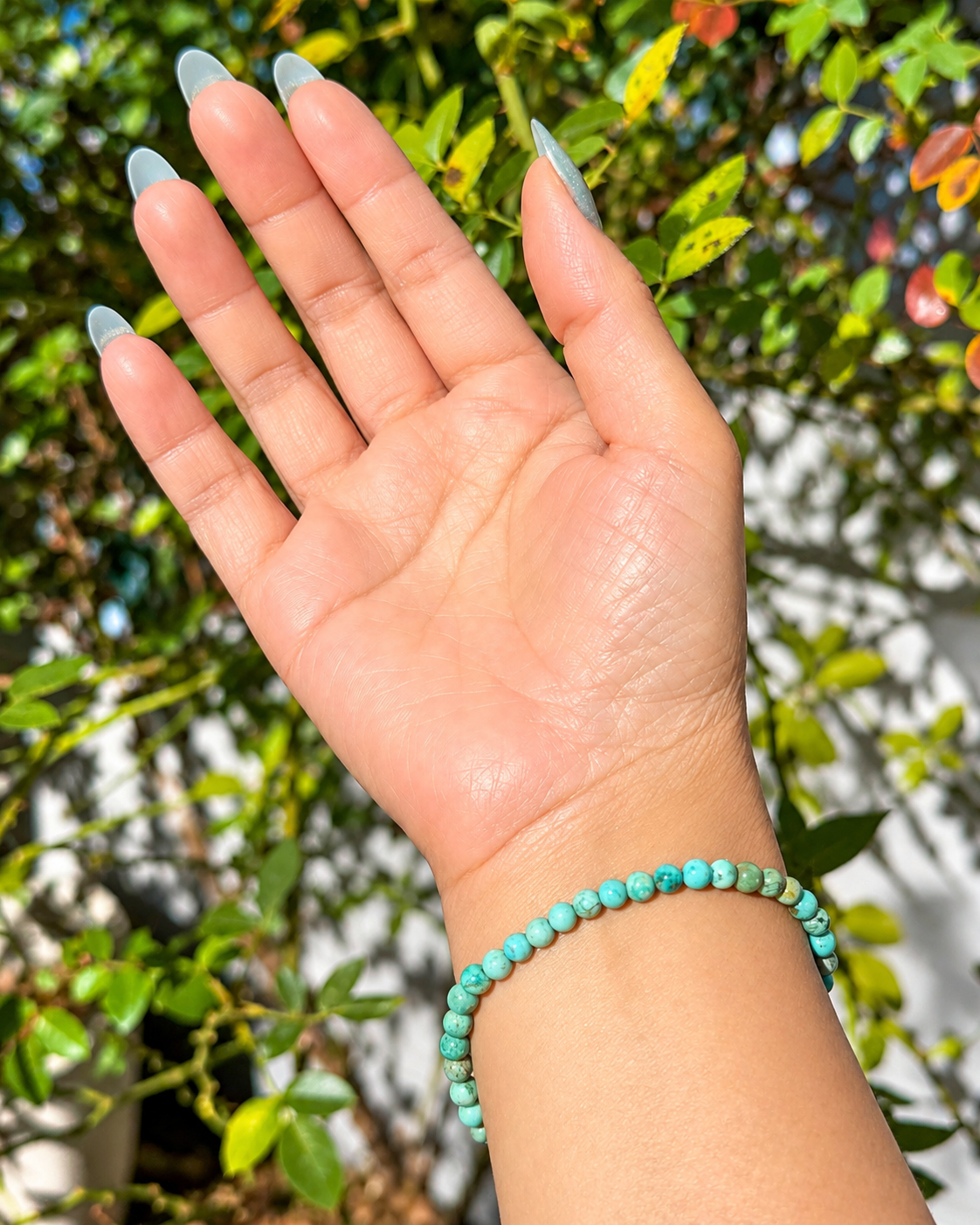 6 PCs 4mm Natural Turquoise Bracelet 7.5”
