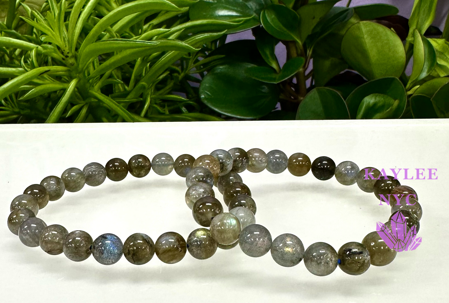 Wholesale 6 Pcs Natural Labradorite 8mm 7.5” Crystal Healing Stretch Bracelet