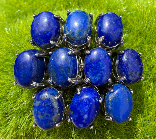 Wholesale Lot 5 Pairs Lapis Lazuli 6x8mm Stud Earrings Sterling Silver(925)