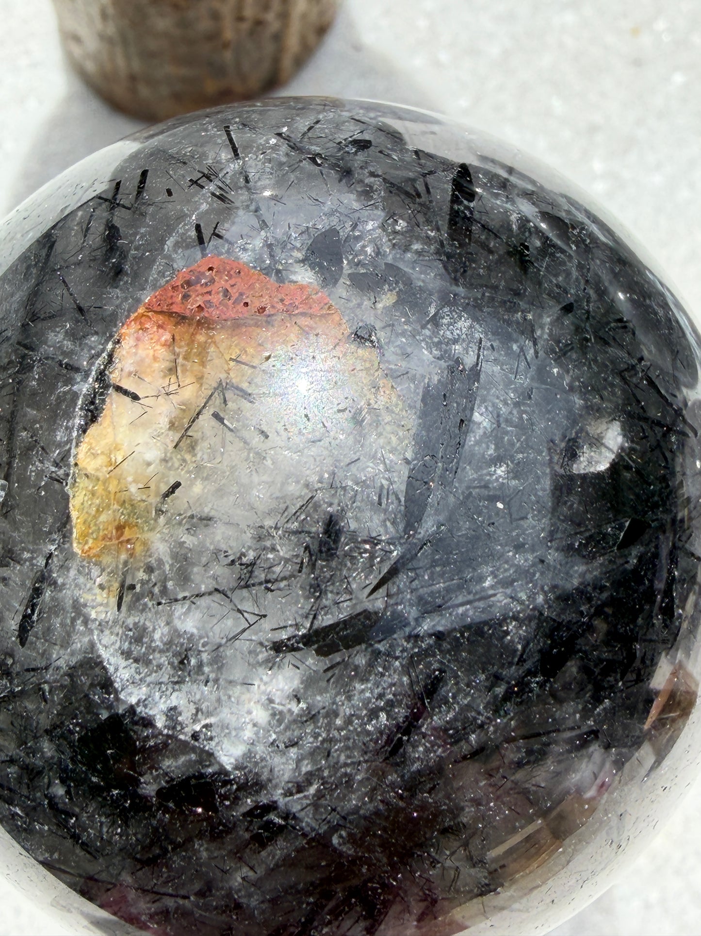 7-9 PCs Natural Tourmalinated Quartz Sphere