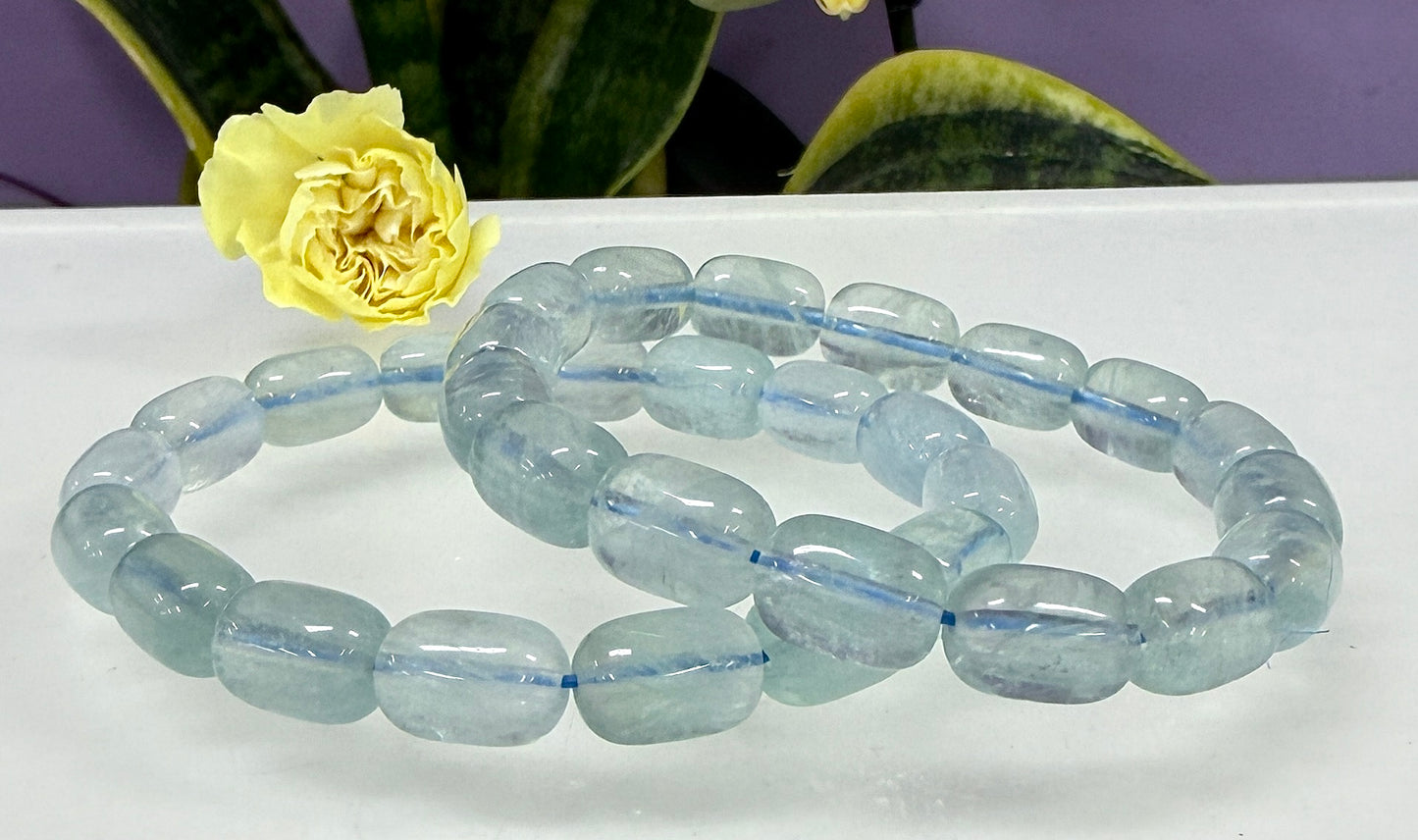 Wholesale 6 Pcs 8x12mm Natural Fluorite 7.5” Crystal Healing Stretch Bracelet