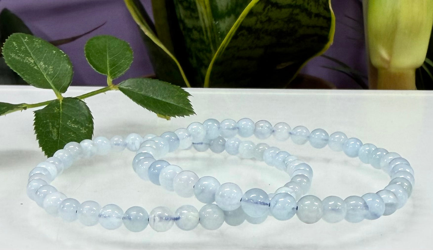 Wholesale Lot 6 Pcs Natural Aquamarine 5mm 7.5” Crystal Healing Stretch Bracelet