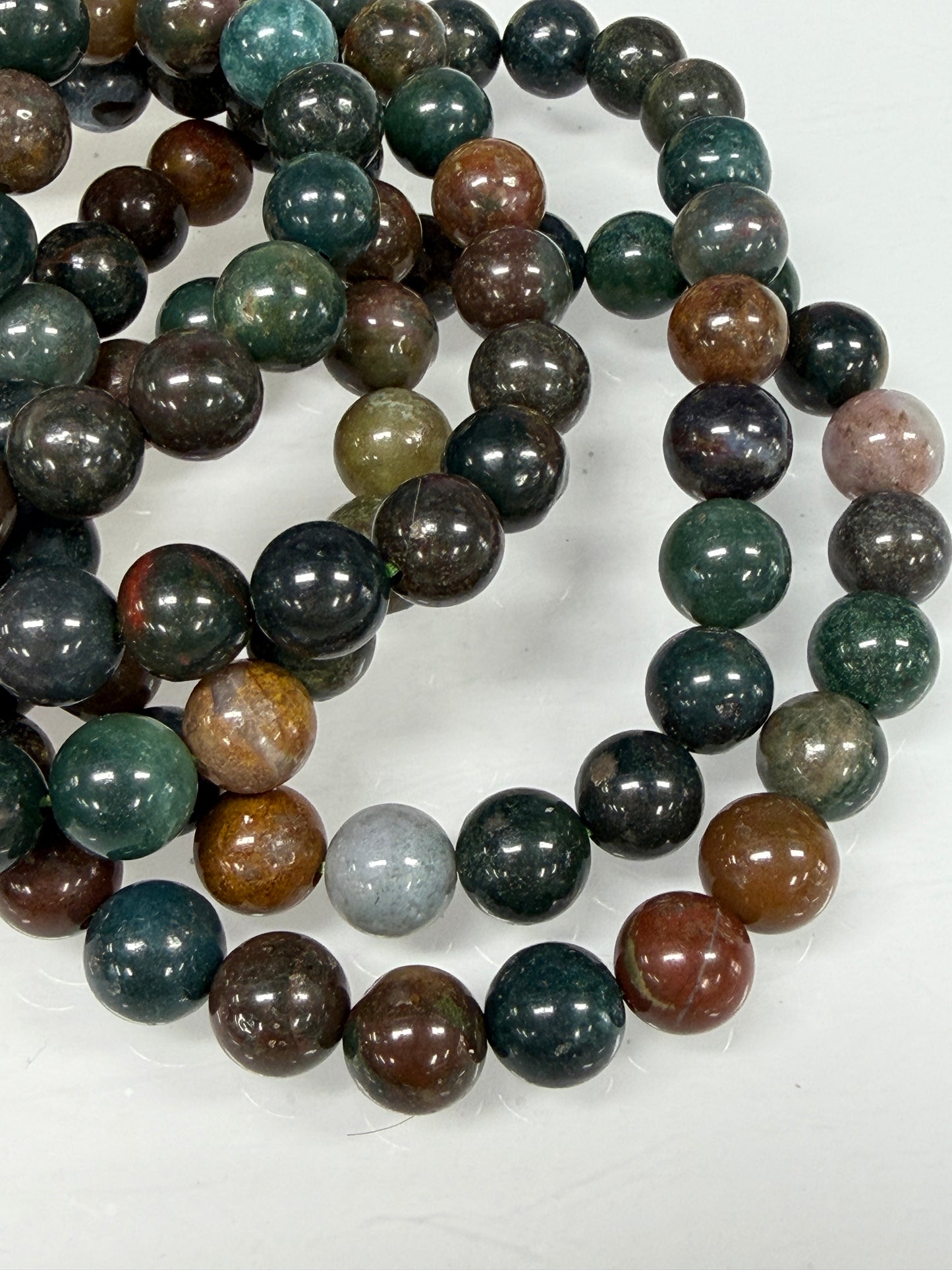 Wholesale 6 Pcs Natural Indian Moss Agate 8mm 7.5” Crystal Healing Stretch Bracelet