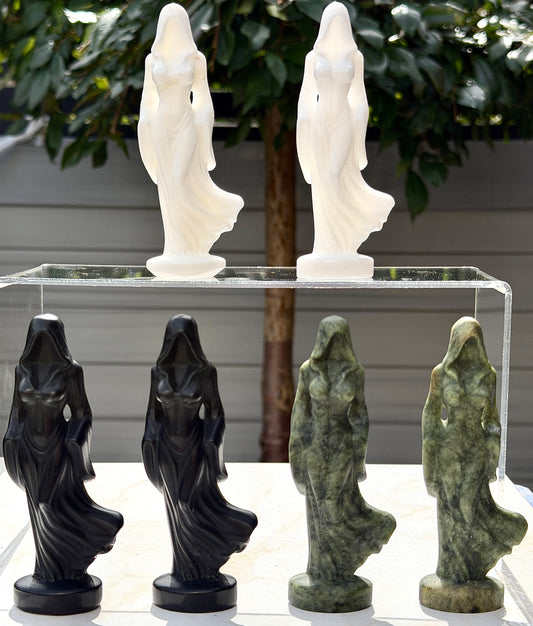 6 PCs 12cm Mixed Natural Crystals Female Reaper Ghost Goddess Carving