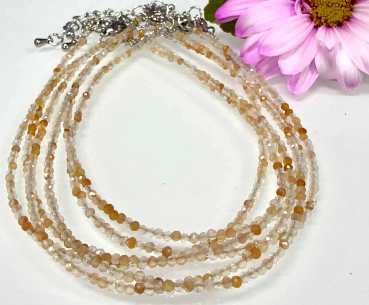 6 PCs 2mm Faceted Natural Amphibole Quartz Anklets Stainless Steel Finding