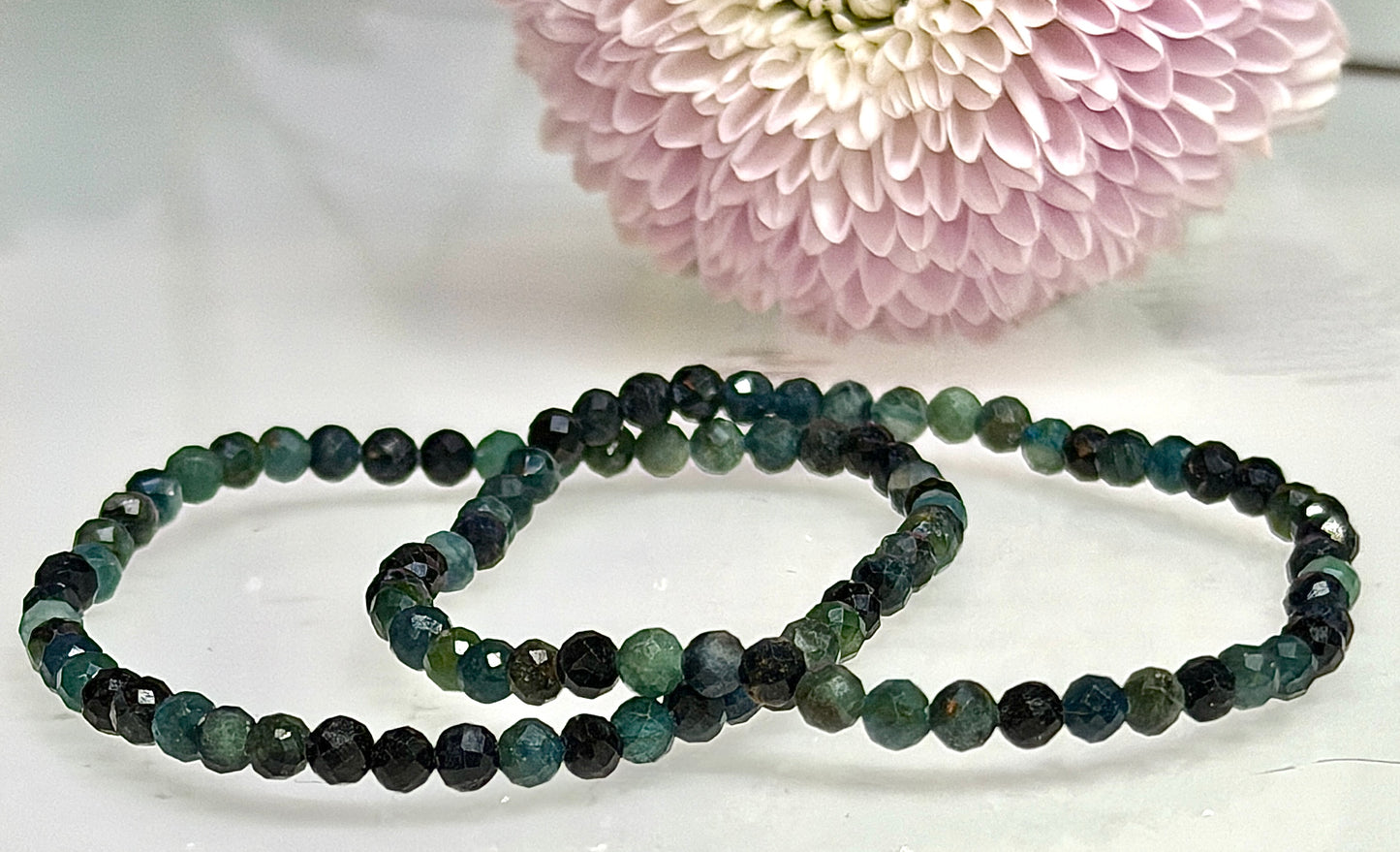 Wholesale 6 Pcs Natural Blue Tourmaline Faceted Stretch Bracelets – 4mm 7.5”