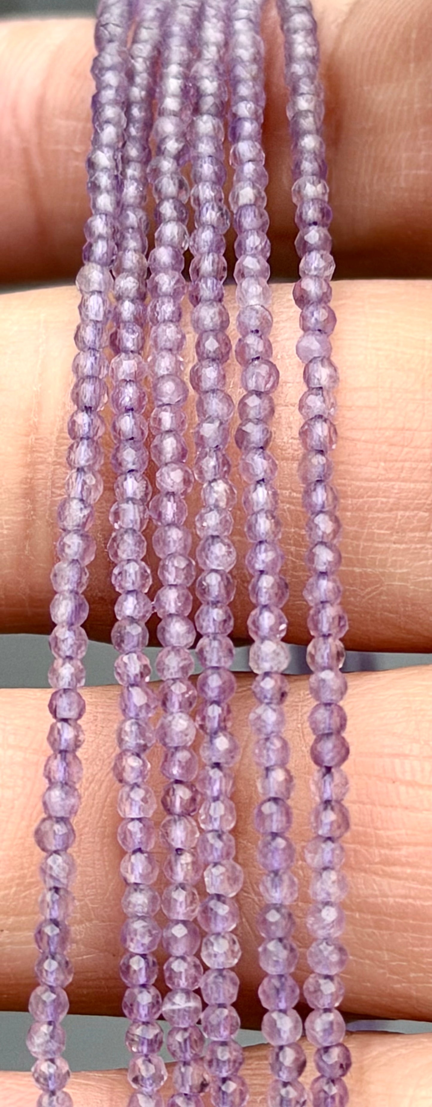 6 PCs 2mm Faceted Natural Amethyst Necklace Stainless Steel Finding