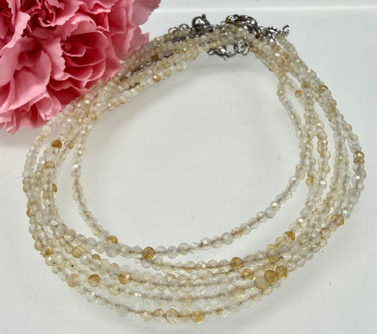 6 PCs 2mm Faceted Citrine anklet Stainless Steel Findings Crystal Hesling Energy
