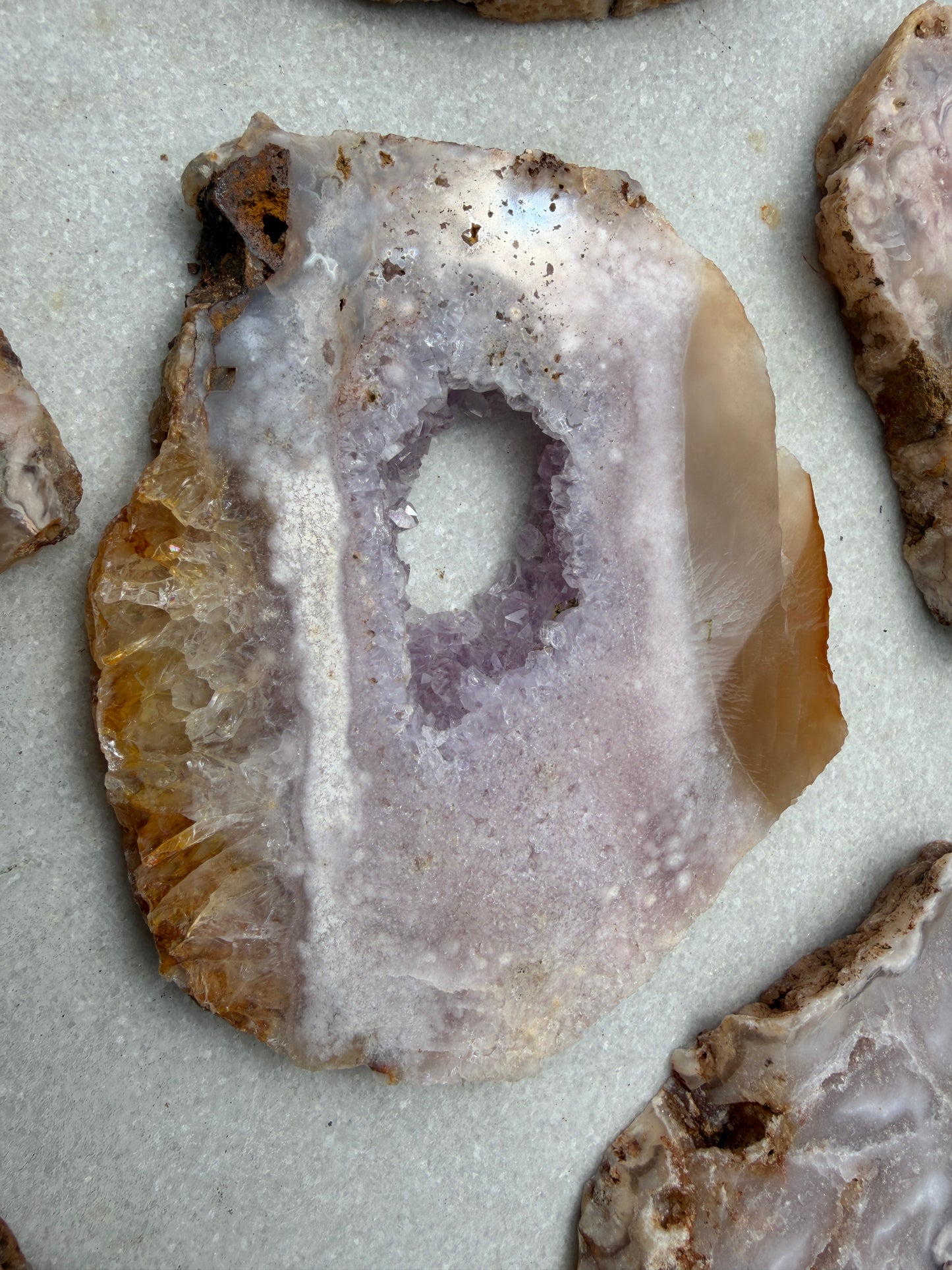 2 lbs Natural Pink Amethyst Flower Agate Slabs crystal healing energy
