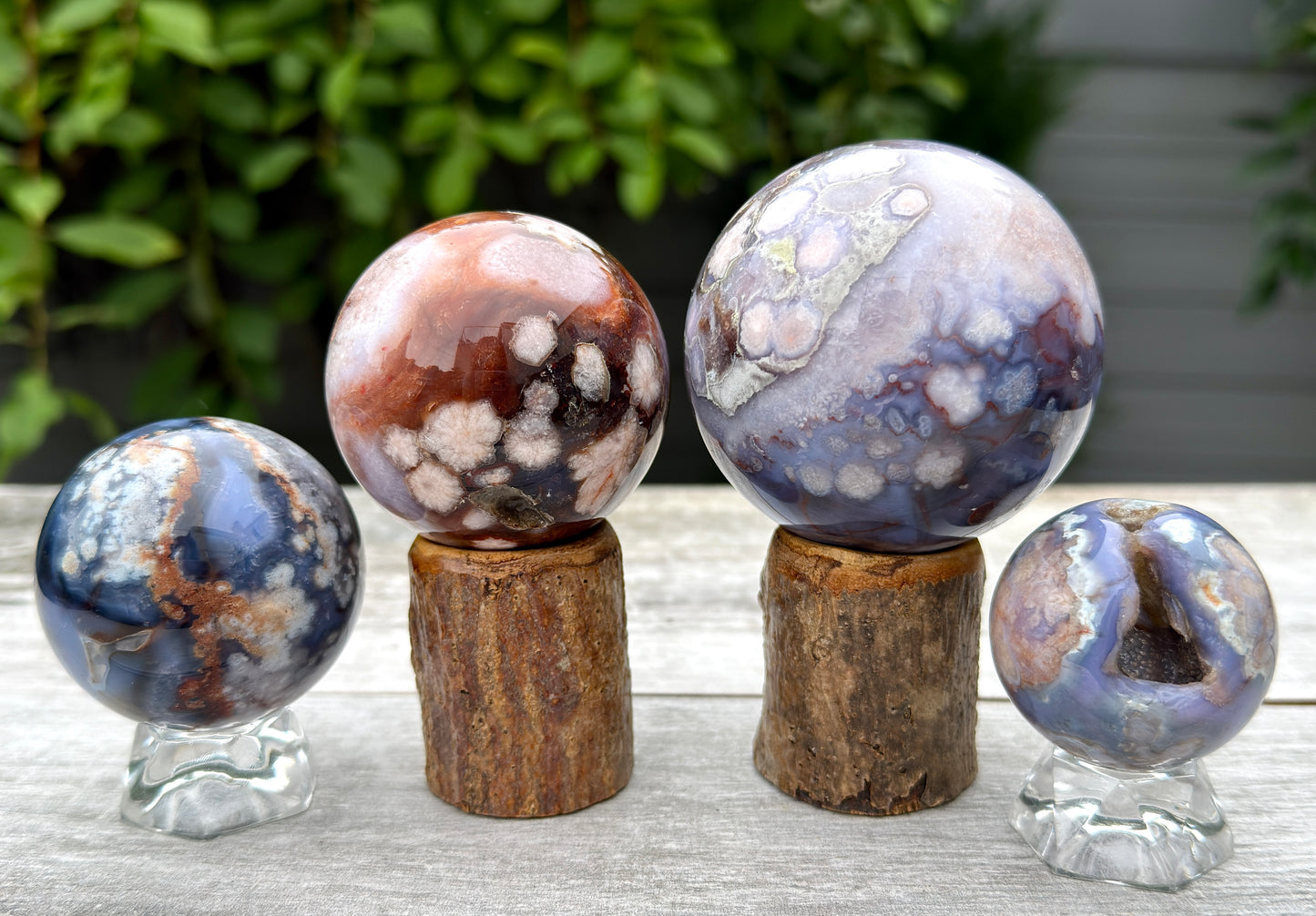 4pcs Blue Flower Agate Sphere Crystal Healing