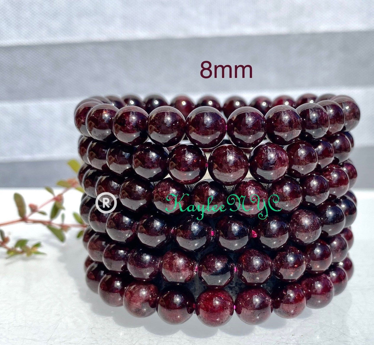 Wholesale 6 Pcs Natural Garnet 7-8mm 7.5” Crystal Healing Stretch Bracelet