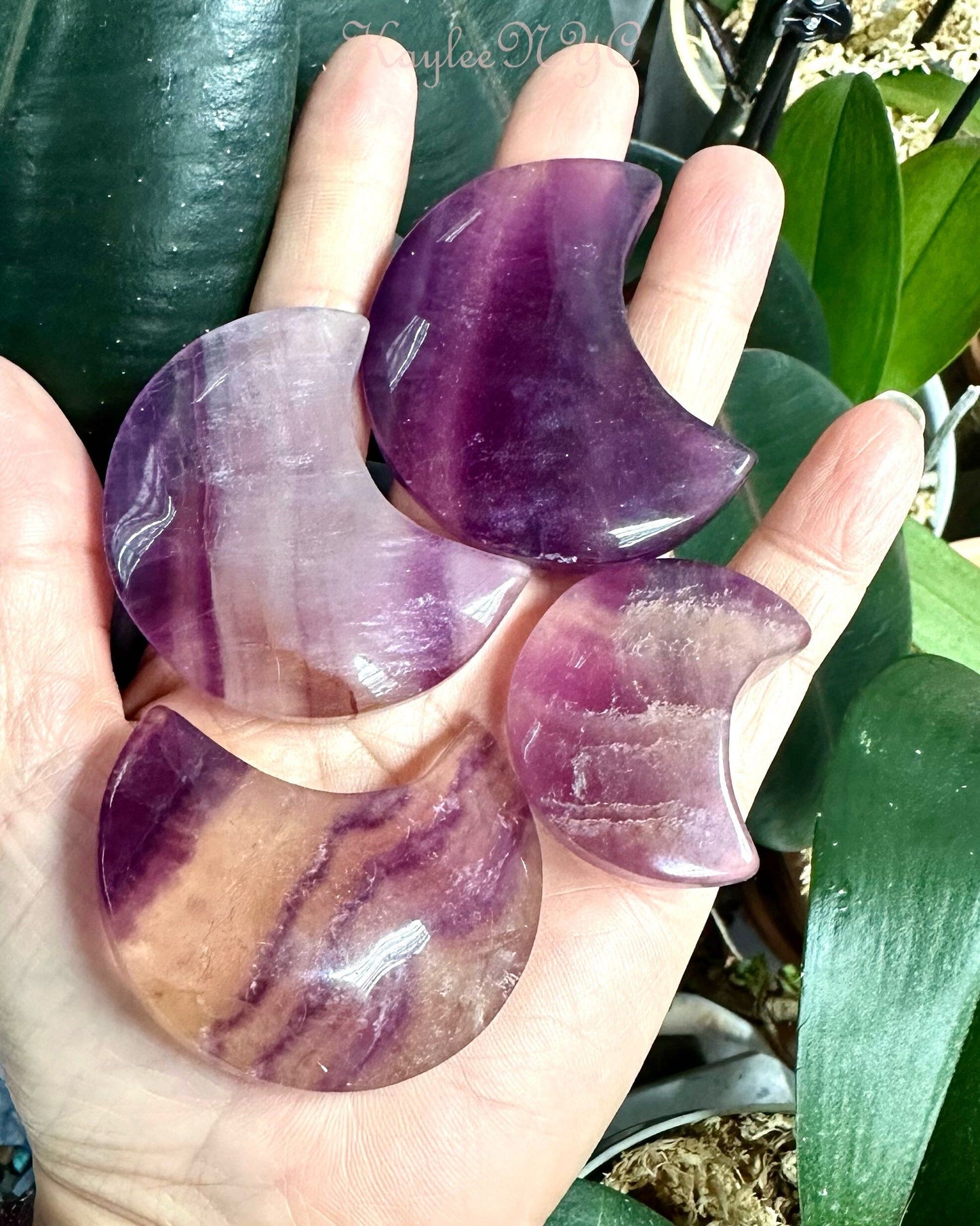 Wholesale Lot 2 lbs Natural Magenta Fluorite Moon Crystal Healing Energy