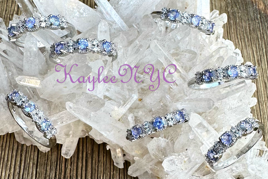 7 PCs Natural Tanzanite White Bronze ring